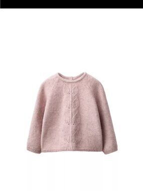 Zara Kids Pink Cable-Detail Crewneck Sweater
